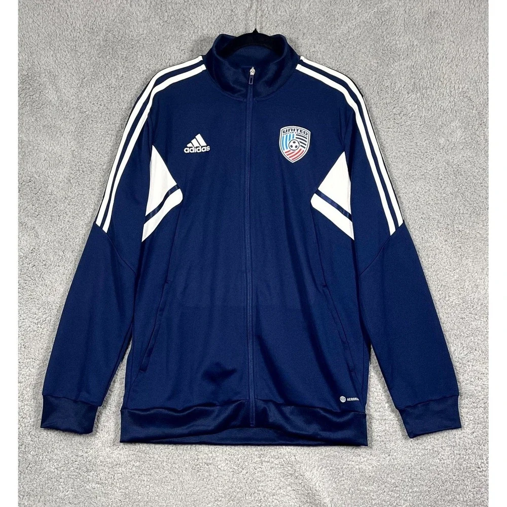 Adidas Aeroready CON22 Track Jacket Mens L Blue United Soccer Coaches Full Zip
